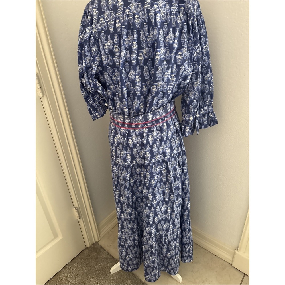 Pittypats Clothing Co Arcadia Dress XL Blue White Ginger Jar Chinoiserie Maxi - Picture 9 of 11